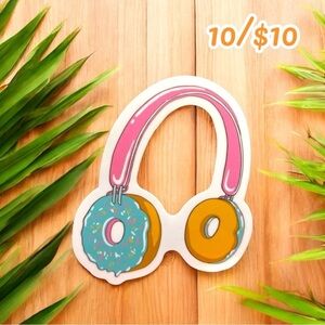 10 / $10 - Donut Headphones Vinyl Sticker - Music / Retro